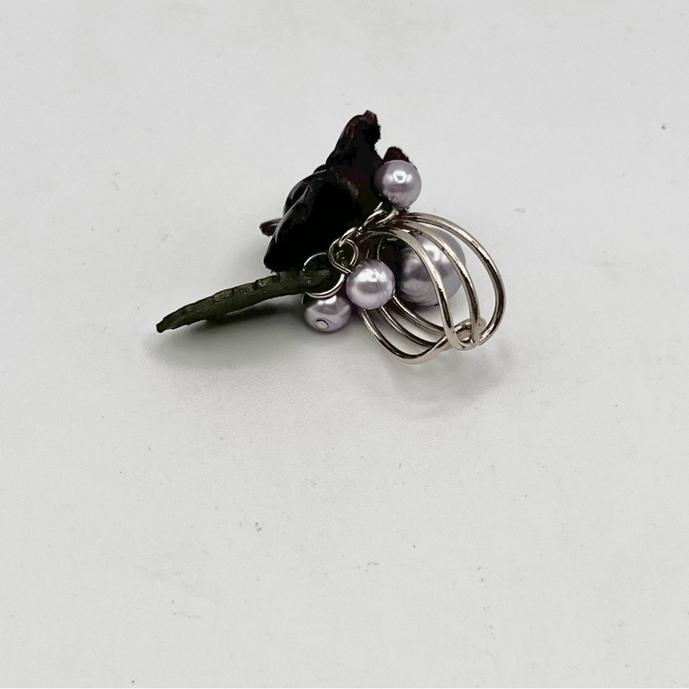 **NEW** LEATHER ROSE ADJUSTABLE RING - Picture 5 of 11